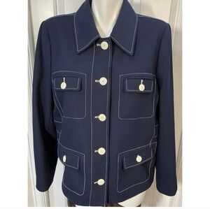 J. Crew Navy Utility Jacket with White Accents